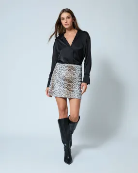 Cheetah Print Faux Fur Mini Skirt