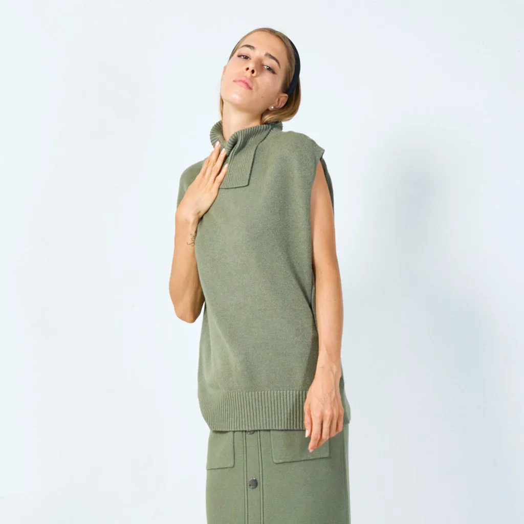 Chic sleeveless turtleneck top wholesale