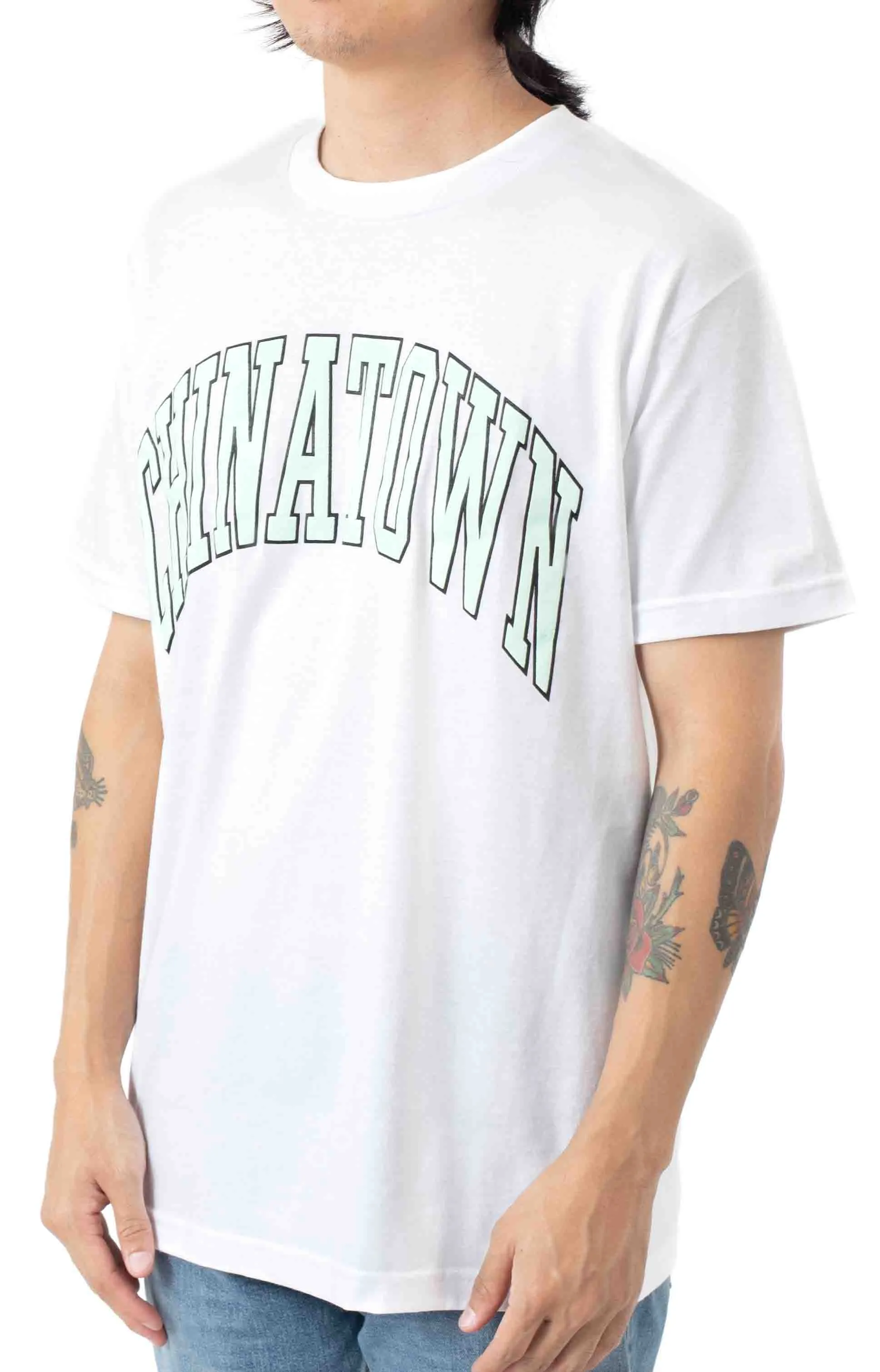 Chinatown Seafoam Puff Arc T-Shirt - White