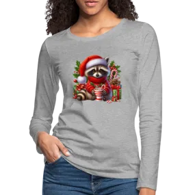 Christmas Cute Feral Raccoon Women's Premium Long Sleeve T-Shirt