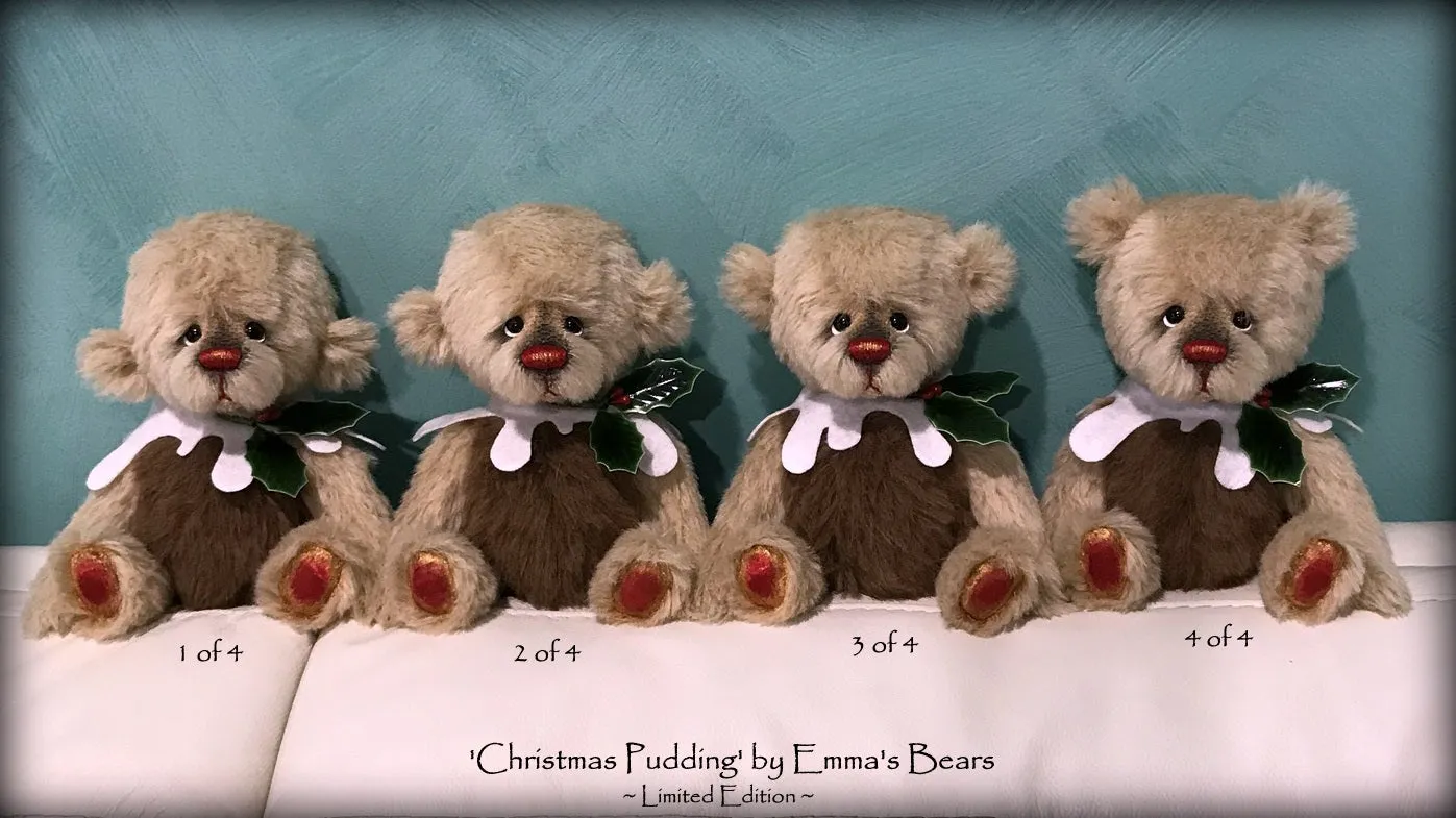 Christmas Pudding L/E 3 of 4 - Handmade ALPACA artist bear by Emma's Bears