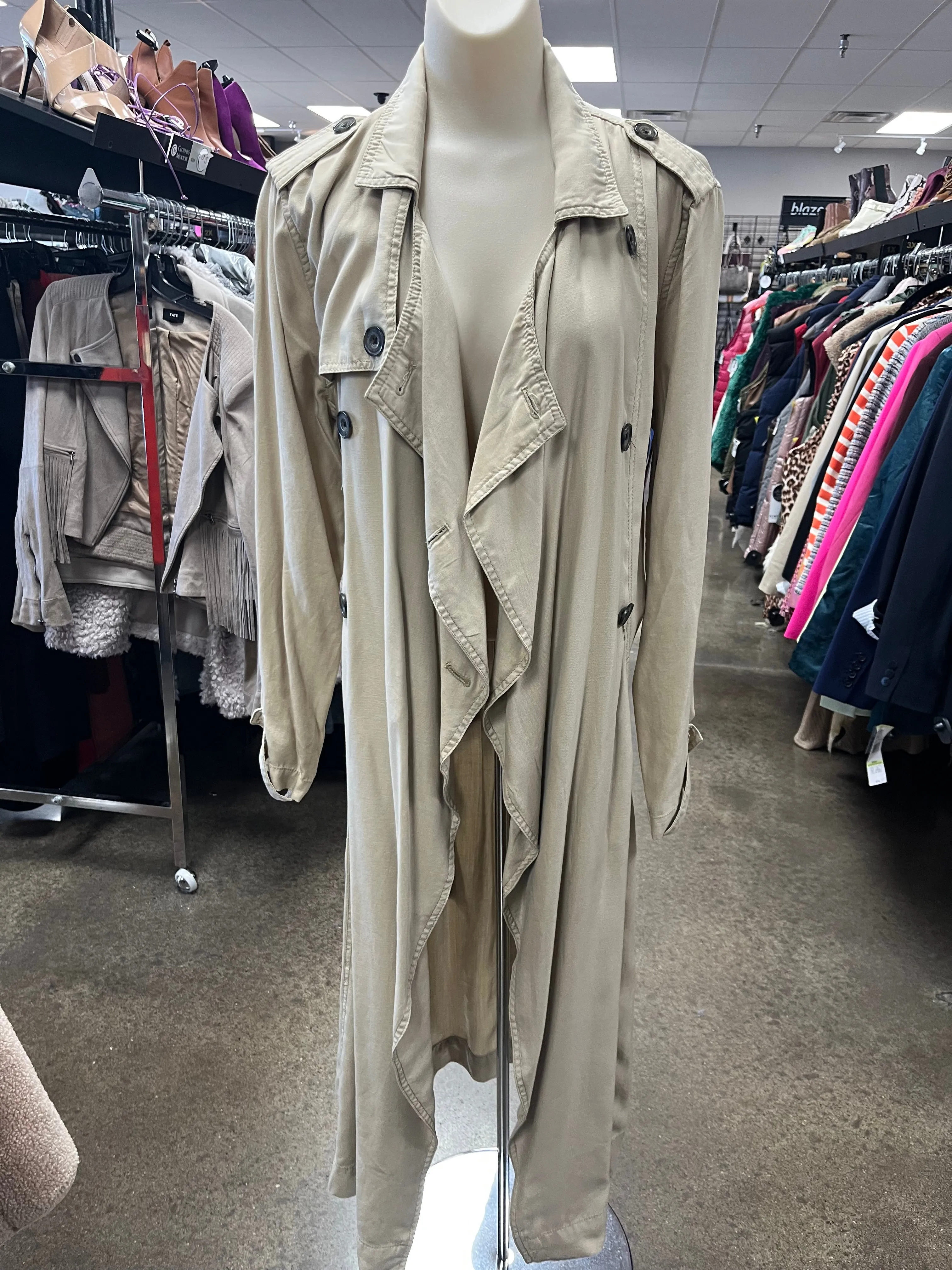 Coat Trench Coat By Abercrombie And Fitch In Tan, Size: L