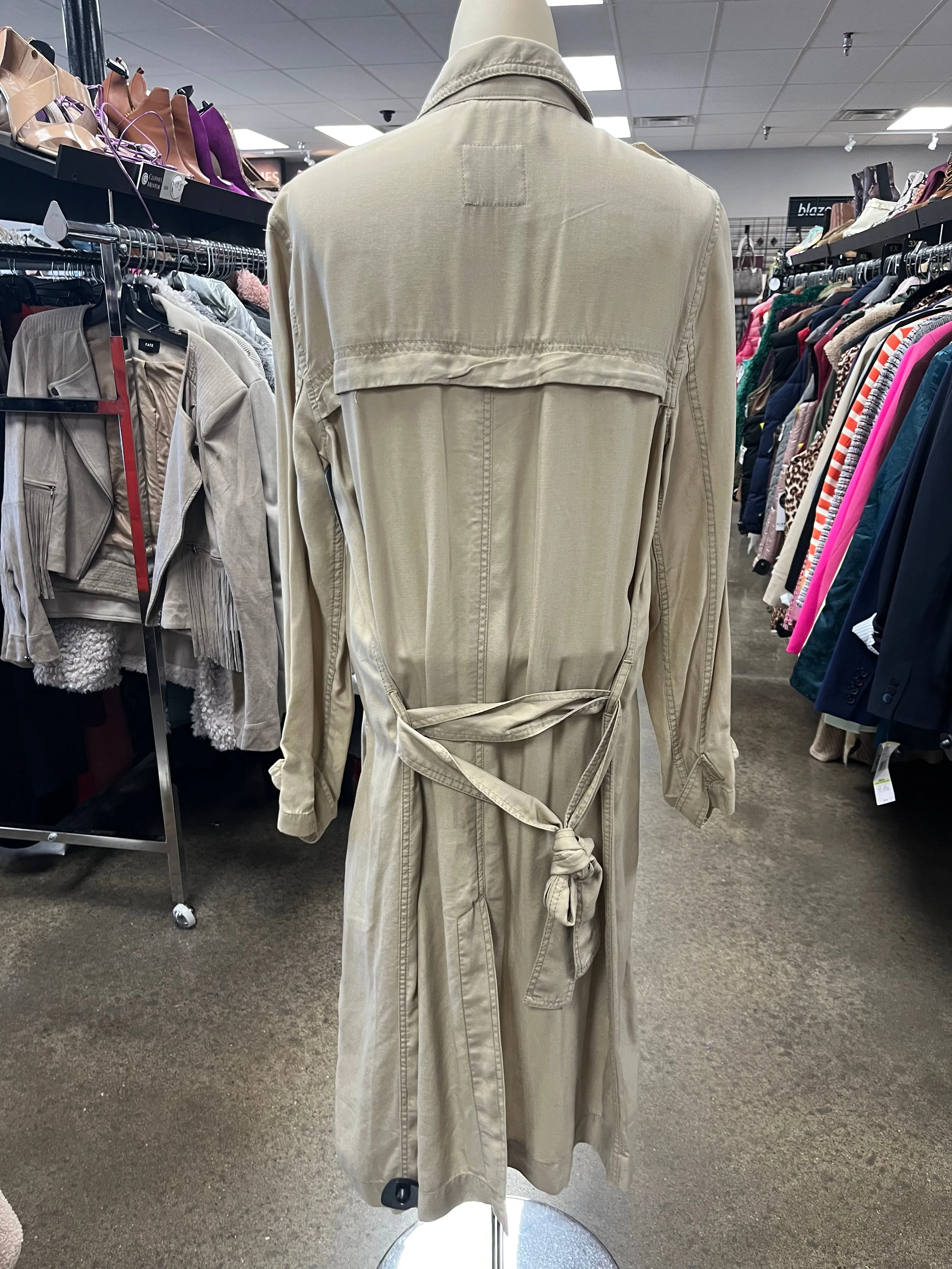 Coat Trench Coat By Abercrombie And Fitch In Tan, Size: L