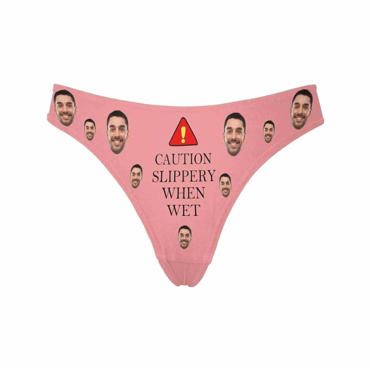 Custom Face Underwear Personalized Caution Slippery Lingerie Women's Classic Thong Gift For Her