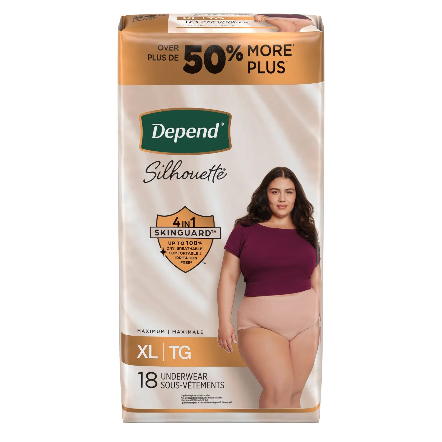Depend Silhouette Incontinence Underwear for Women, Maximum Absorbency, Pink, X-Large