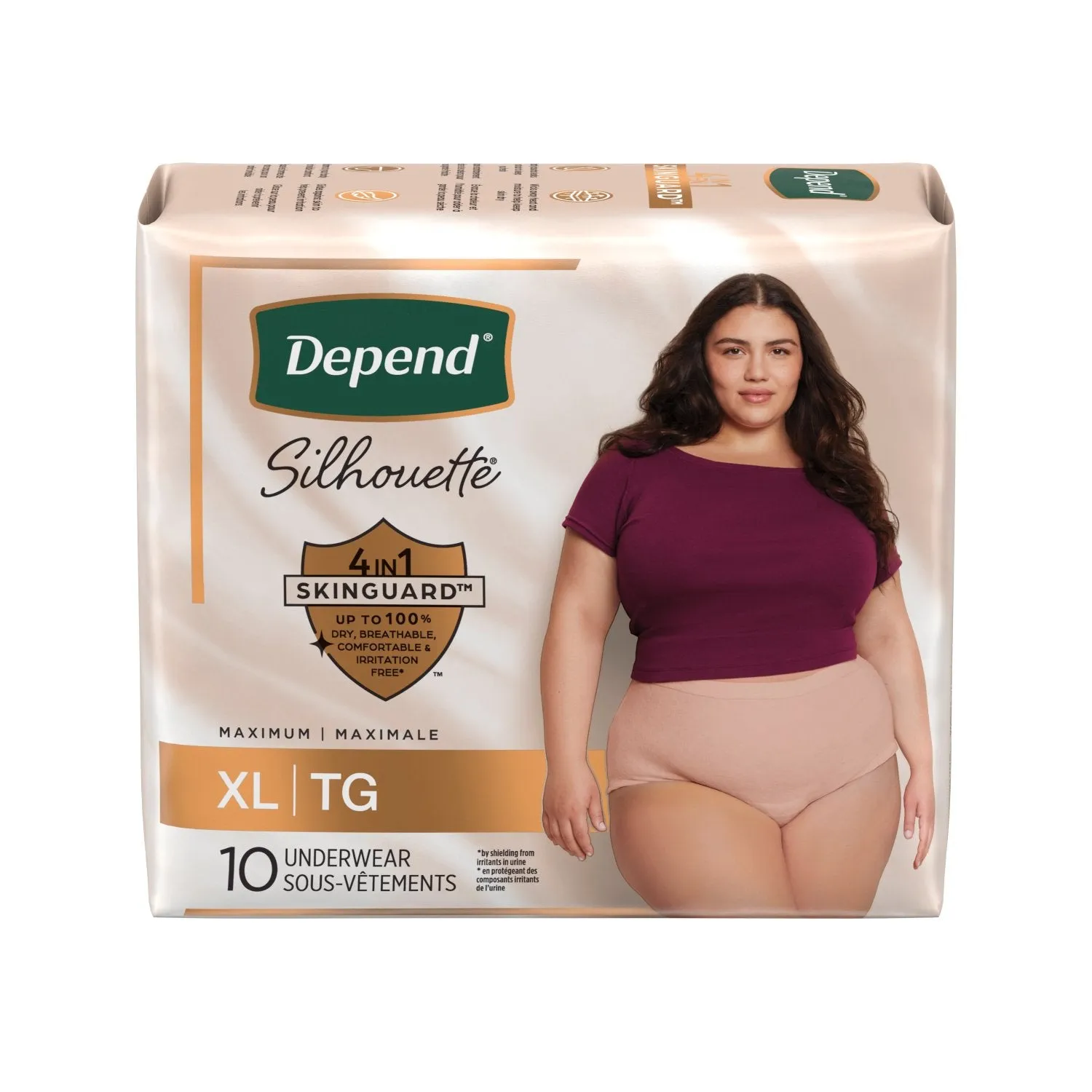 Depend Silhouette Incontinence Underwear for Women, Maximum Absorbency, Pink, X-Large