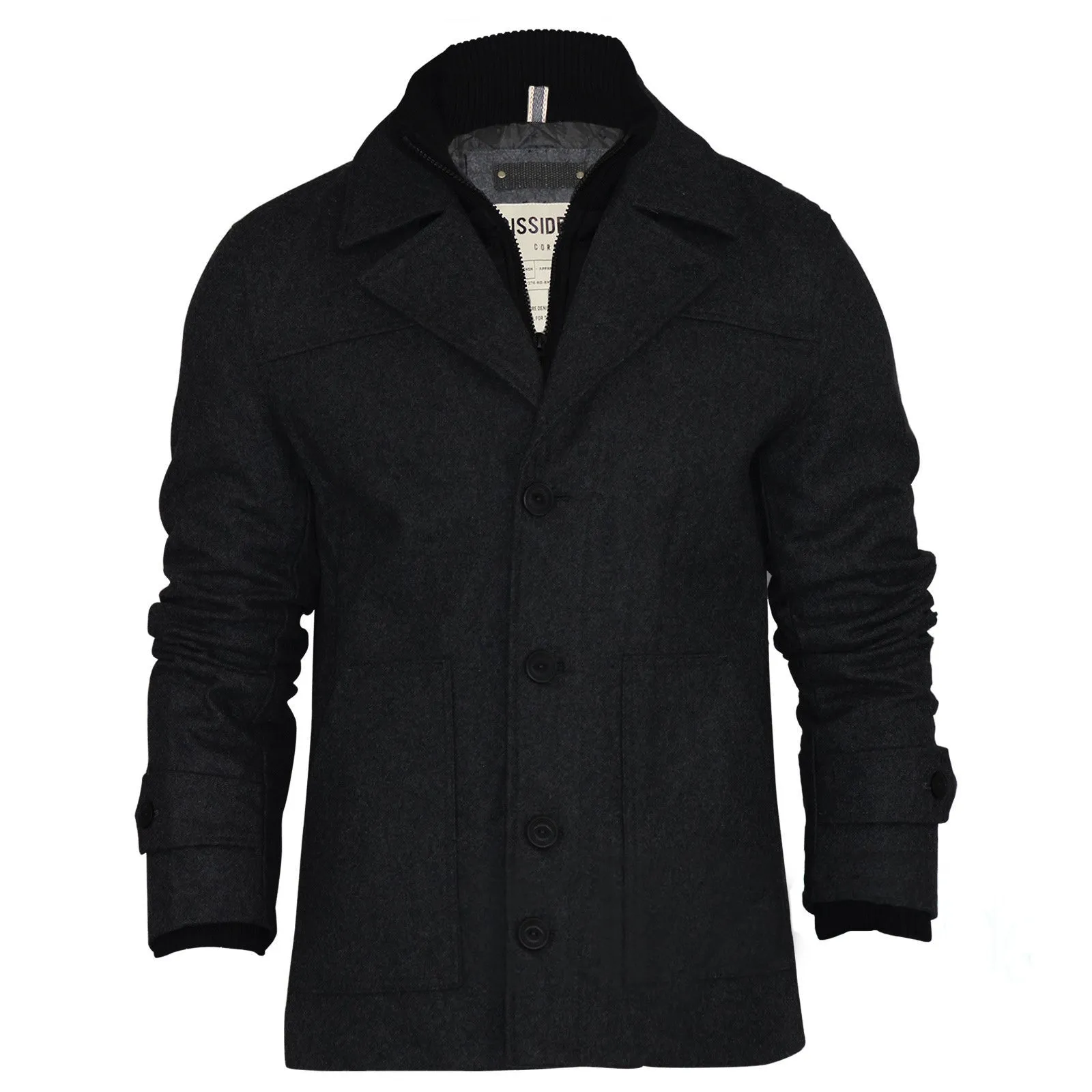 Dissident Boerum Wool Mix Black Pea Coat