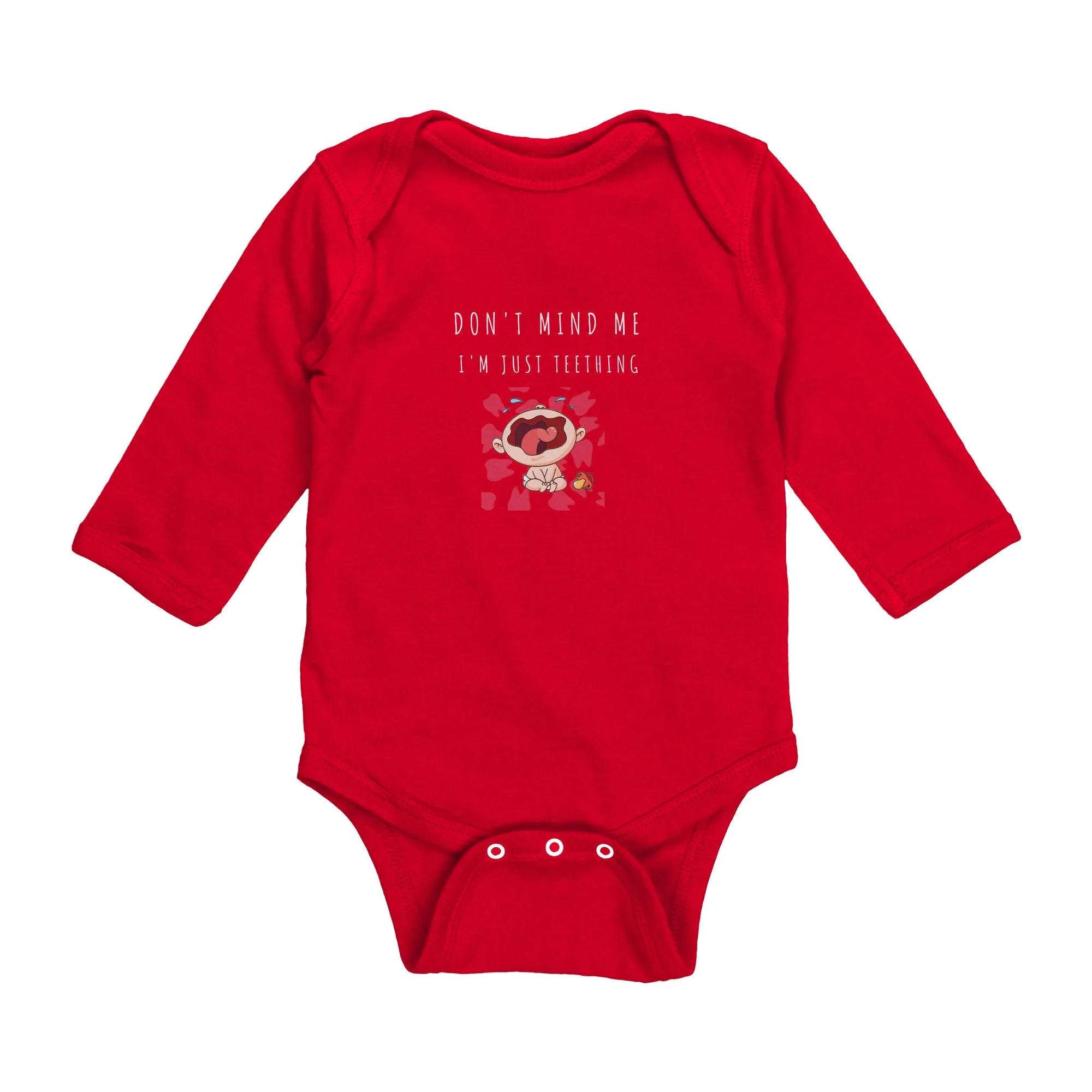 Don't Mind Me - I'm Just Teething - Long Sleeve Onesie - DC - Colored Image
