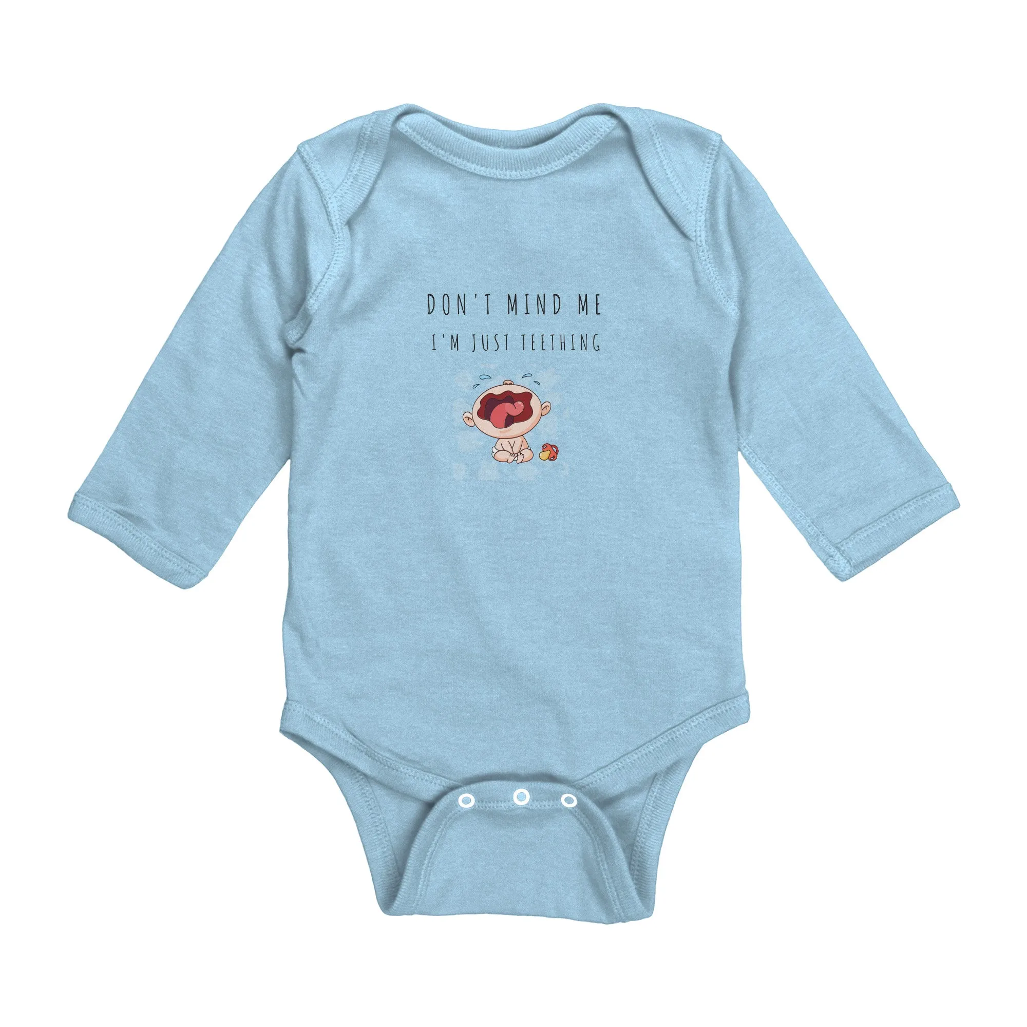 Don't Mind Me - I'm Just Teething - Long Sleeve Onesie - LC - Colored Image