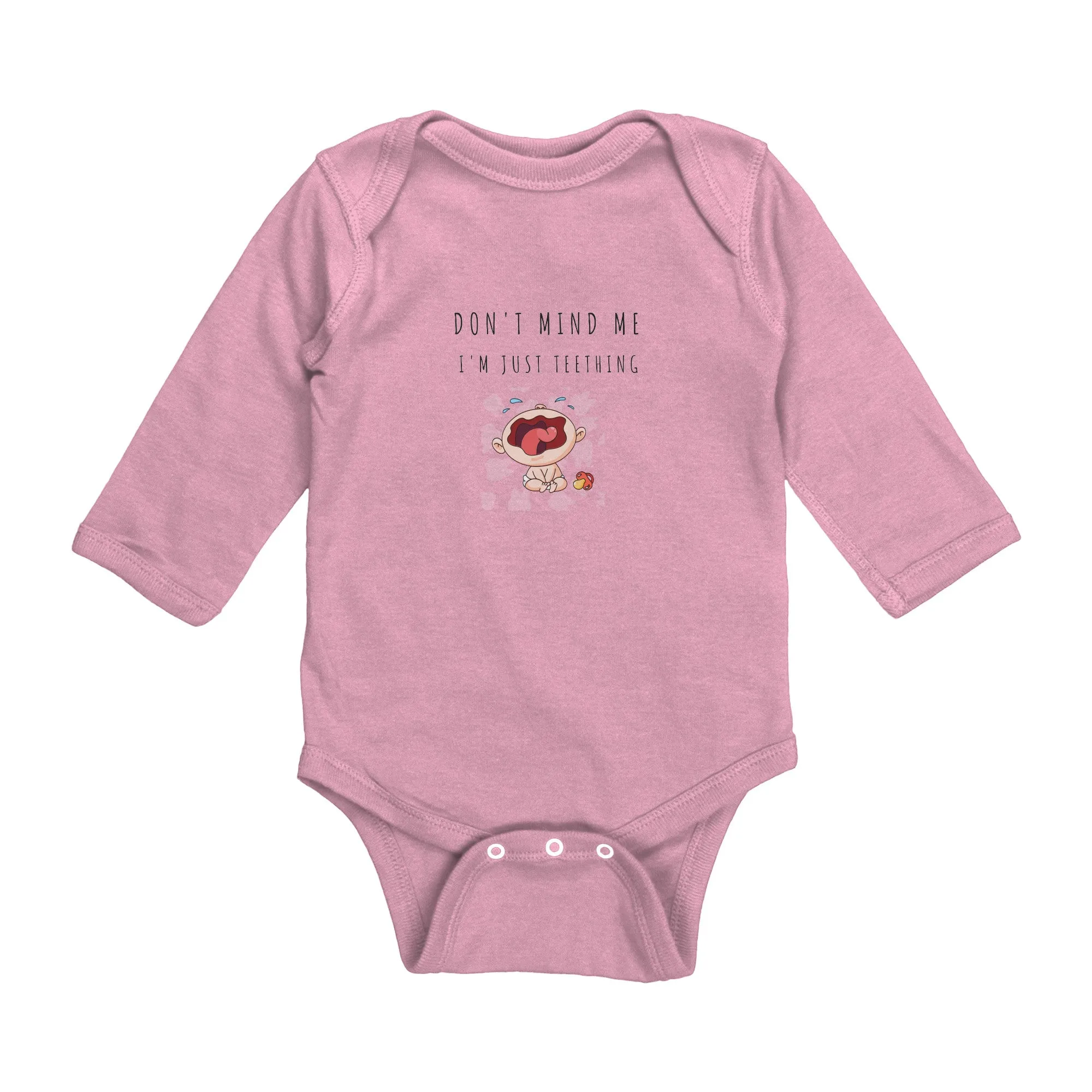 Don't Mind Me - I'm Just Teething - Long Sleeve Onesie - LC - Colored Image