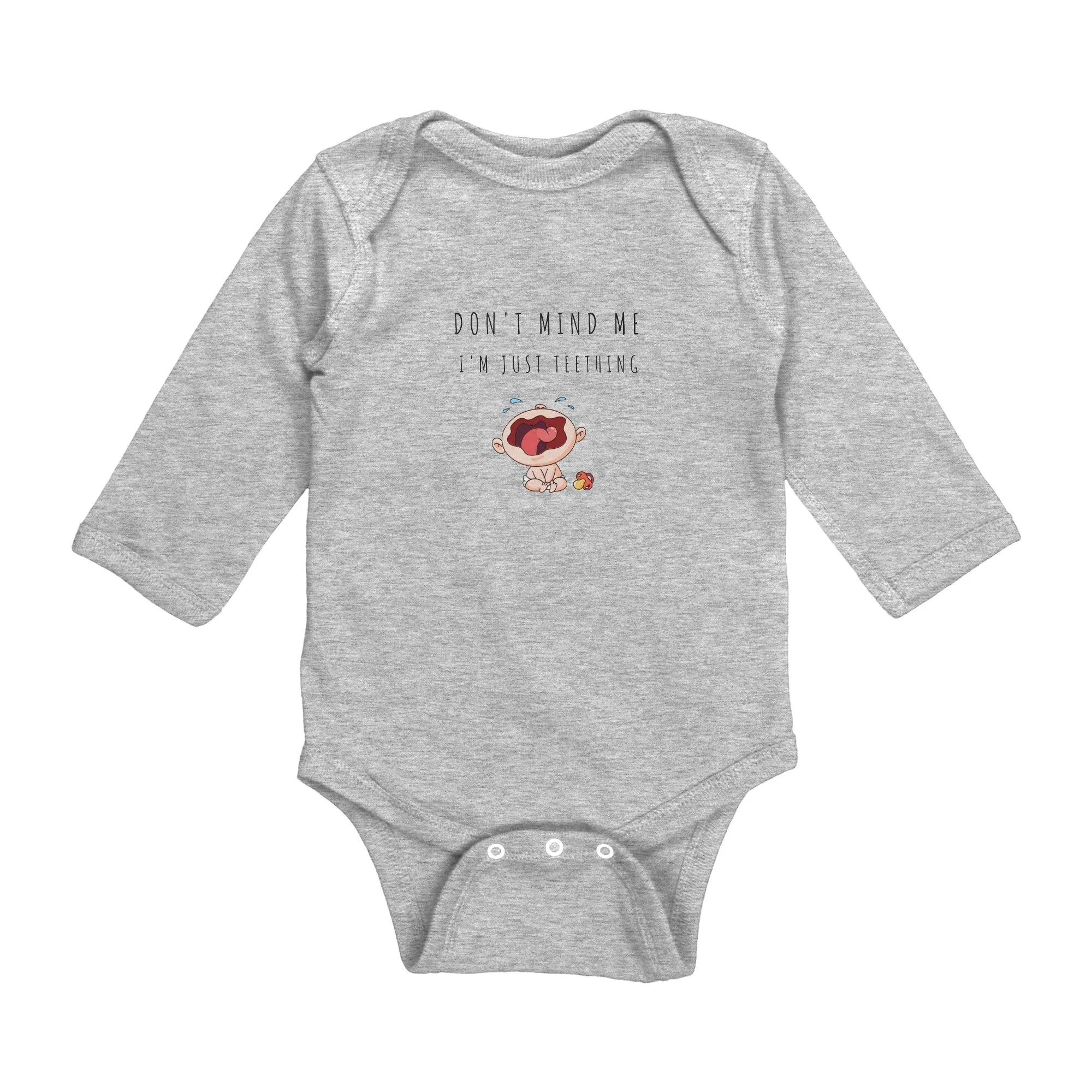 Don't Mind Me - I'm Just Teething - Long Sleeve Onesie - LC - Colored Image