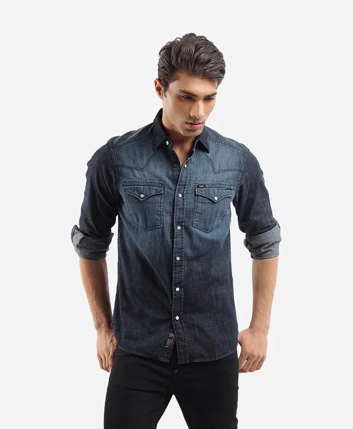 Dual Colour V-Neck Full Sleeve Grey T-shirt