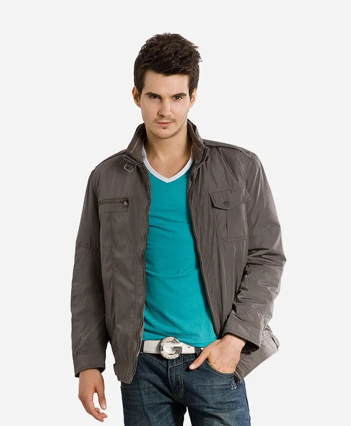 Dual Colour V-Neck Full Sleeve Grey T-shirt