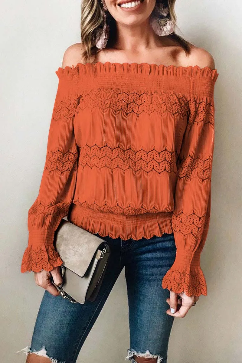 Dunnmall Fashion Solid Color Flounce Design Top