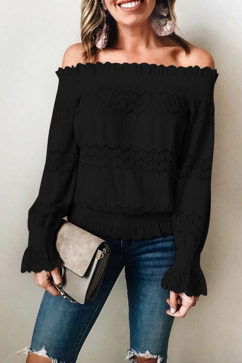 Dunnmall Fashion Solid Color Flounce Design Top