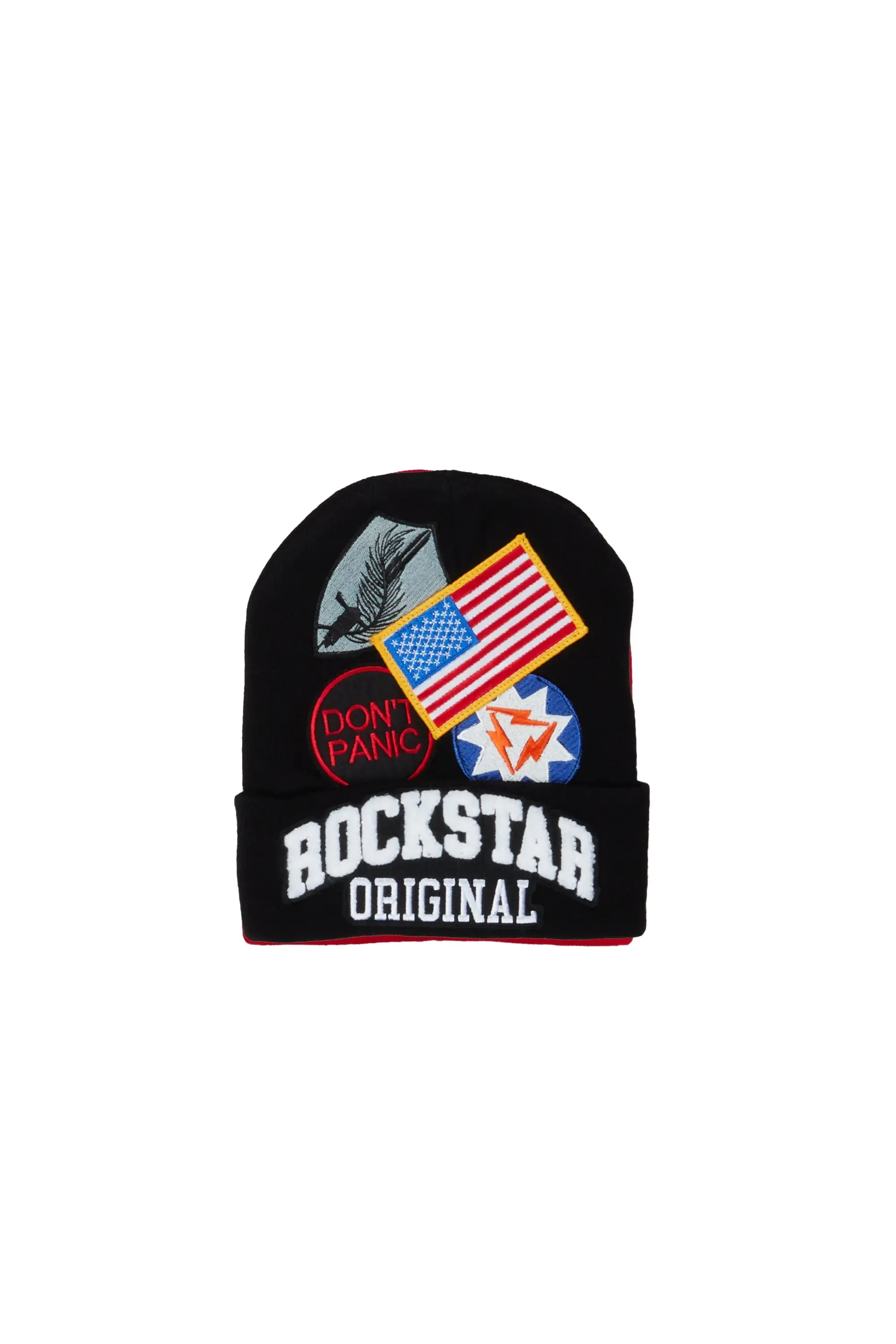 Egan Black Patchwork Beanie