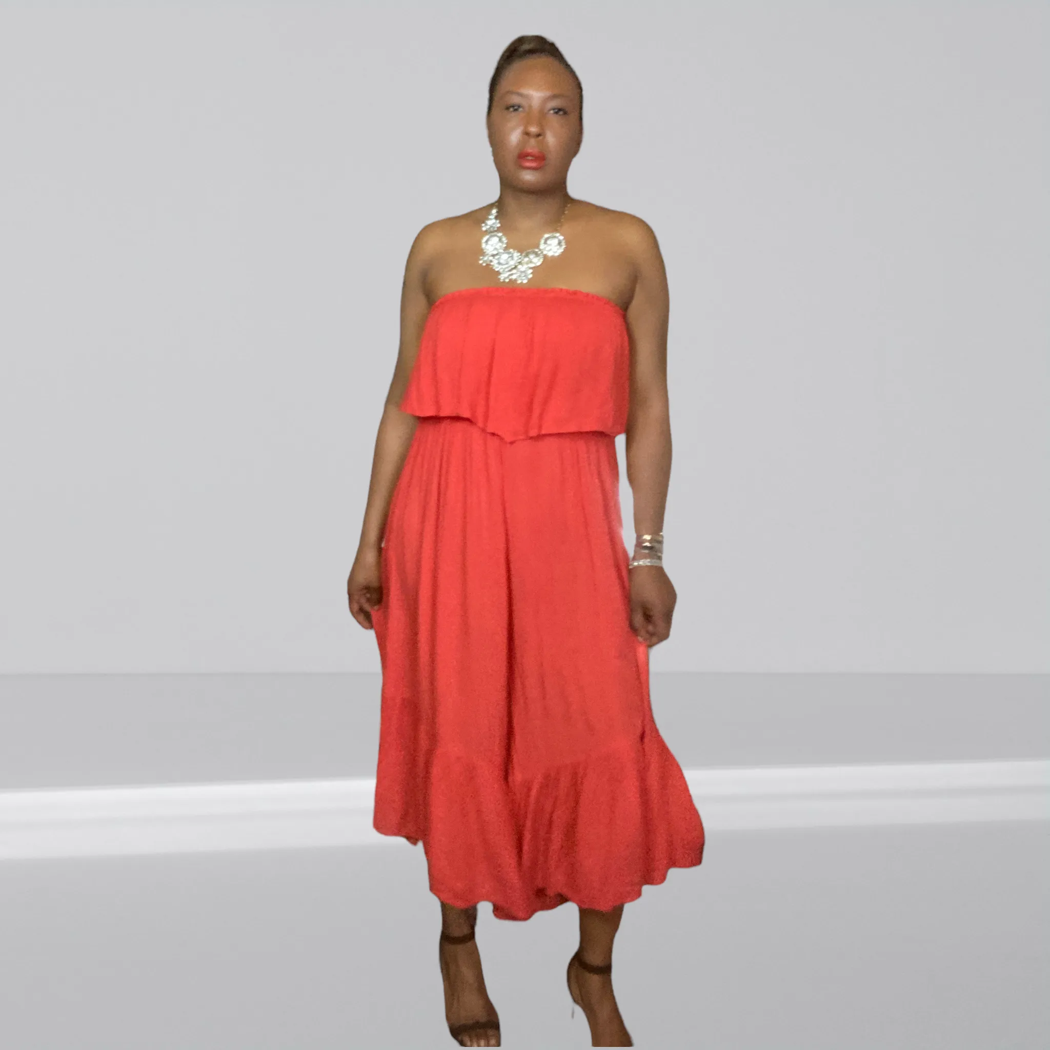 Elan Orange Crinkle Jumpsuit