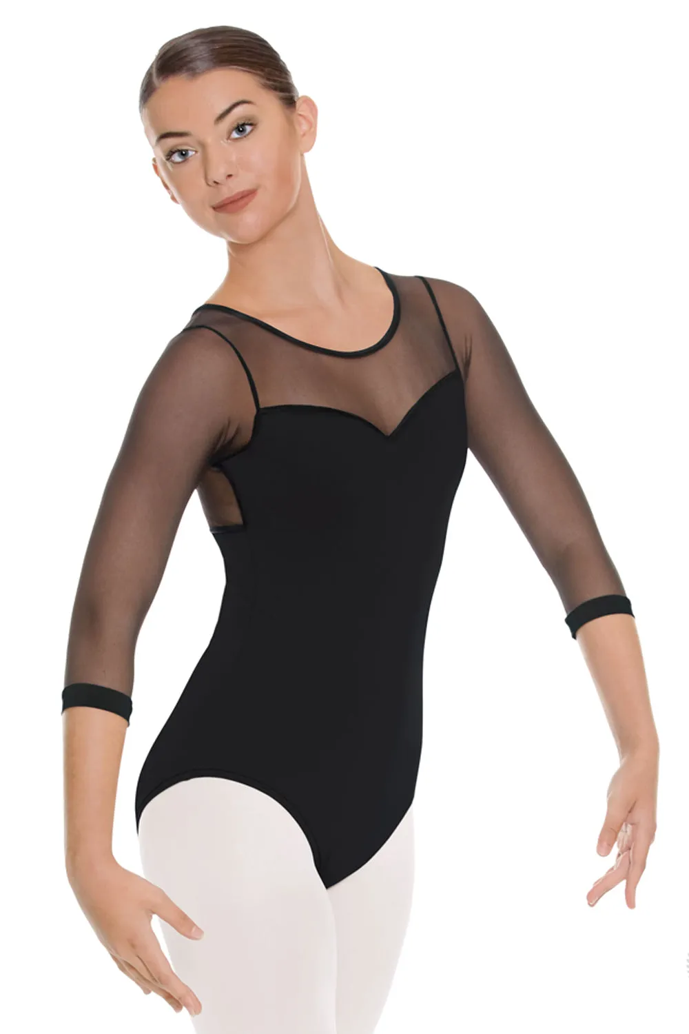 EUROTARD 41592 LADIES SILHOUETTE MESH 3/4 SLEEVE LEOTARD