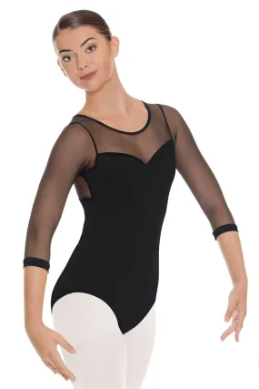 EUROTARD 41592 LADIES SILHOUETTE MESH 3/4 SLEEVE LEOTARD