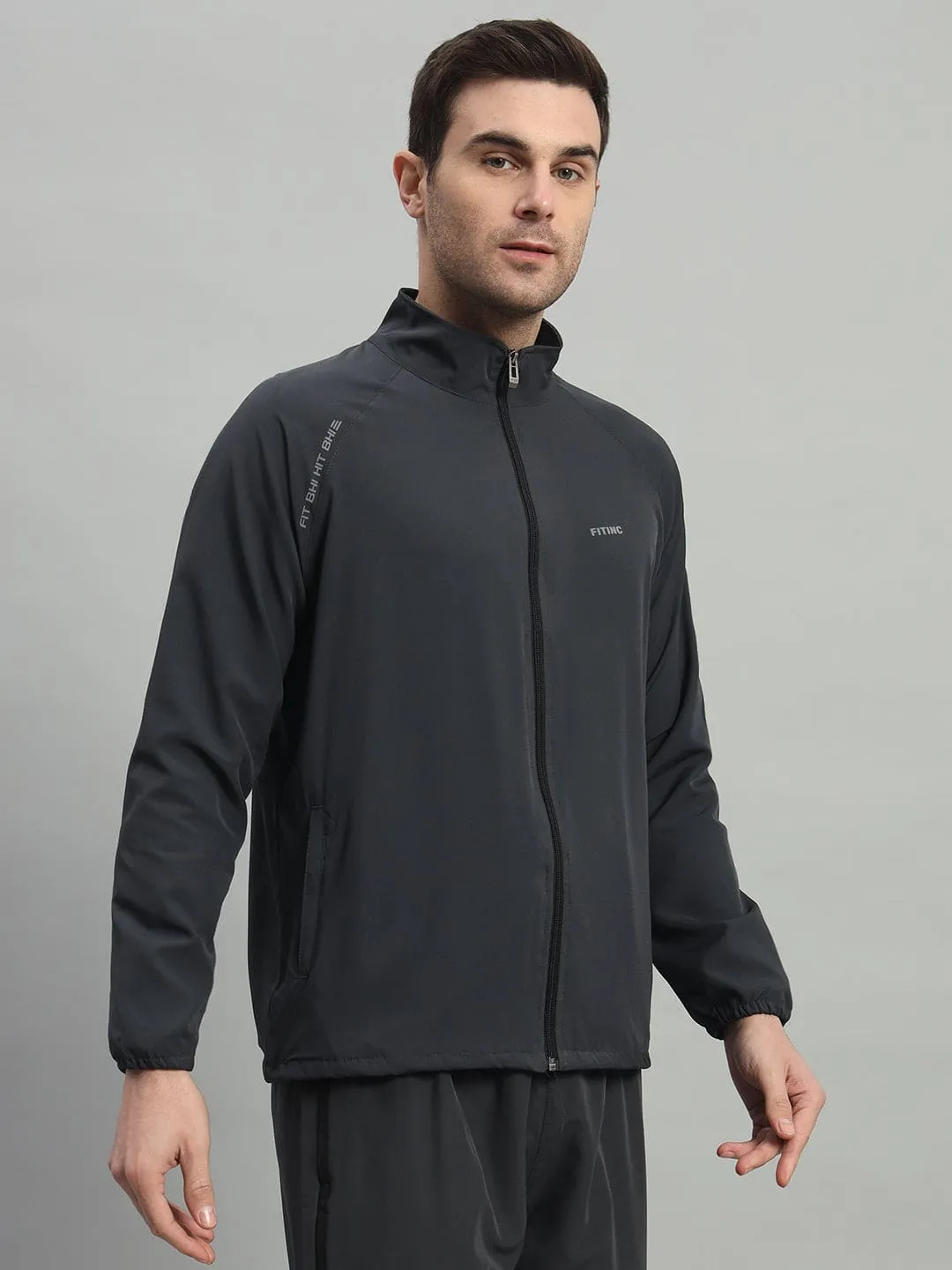 FITINC Sports Track Jacket for Men - Dark Grey