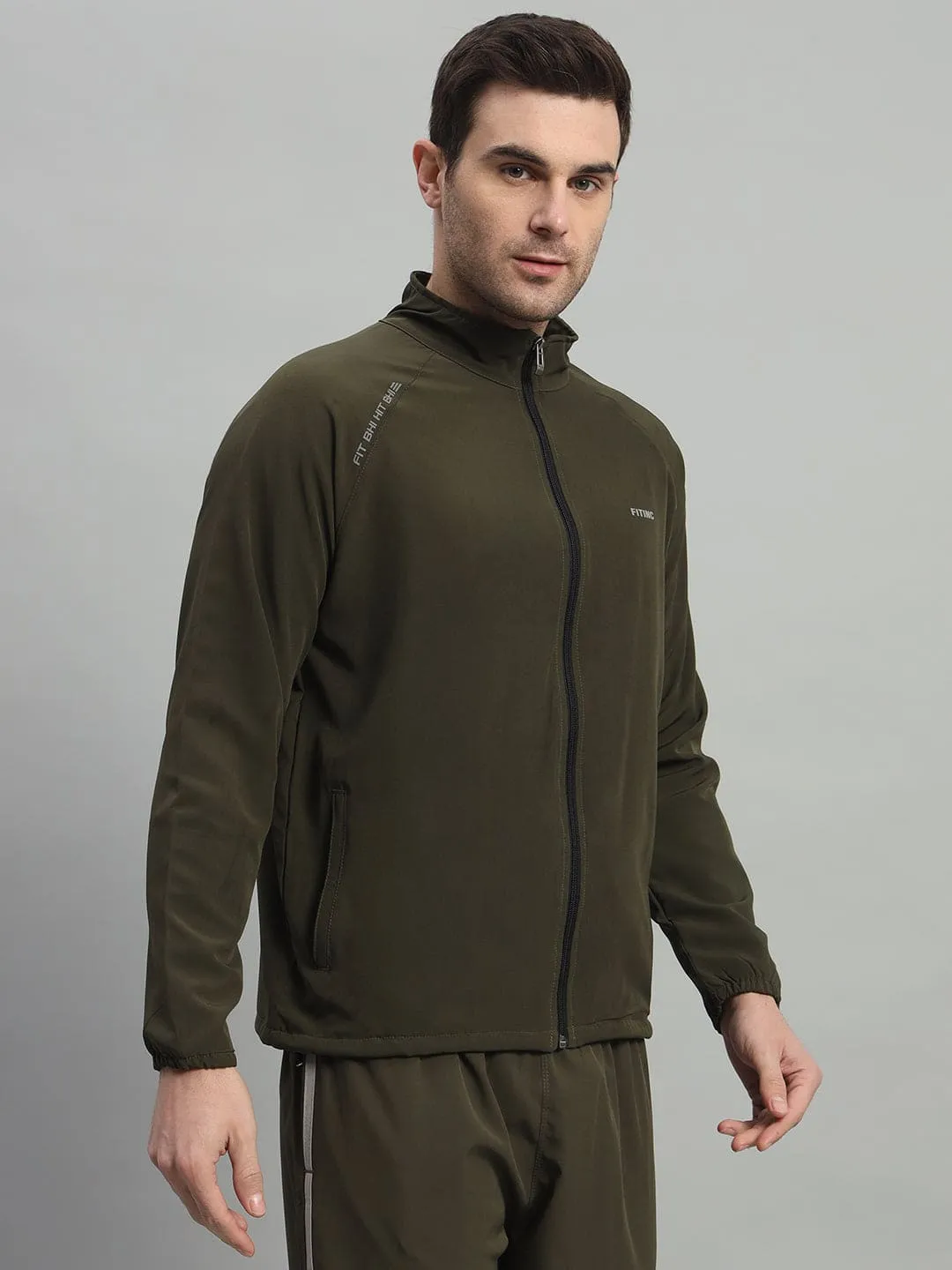 FITINC Sports Track Jacket for Men - Olive