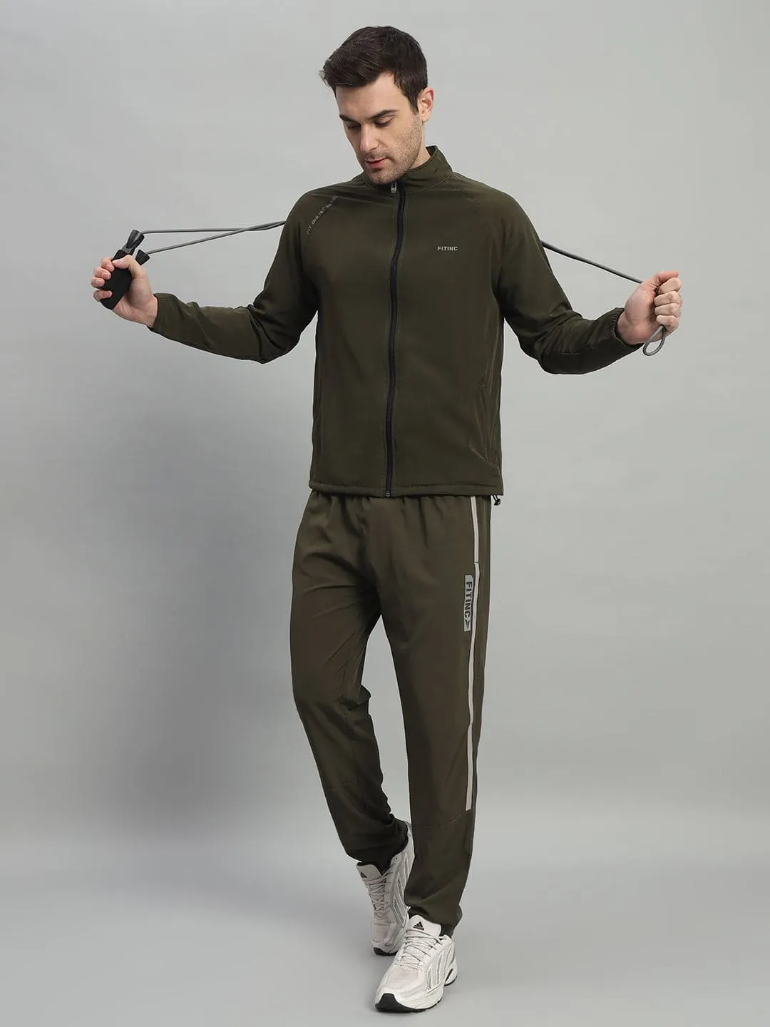 FITINC Sports Track Jacket for Men - Olive