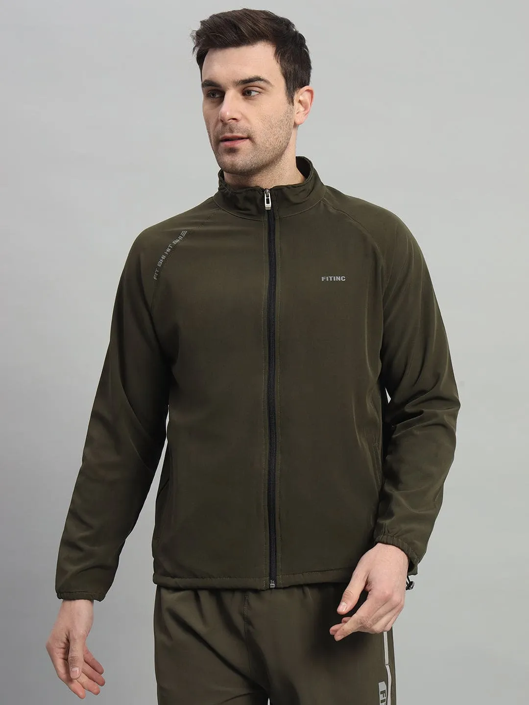 FITINC Sports Track Jacket for Men - Olive