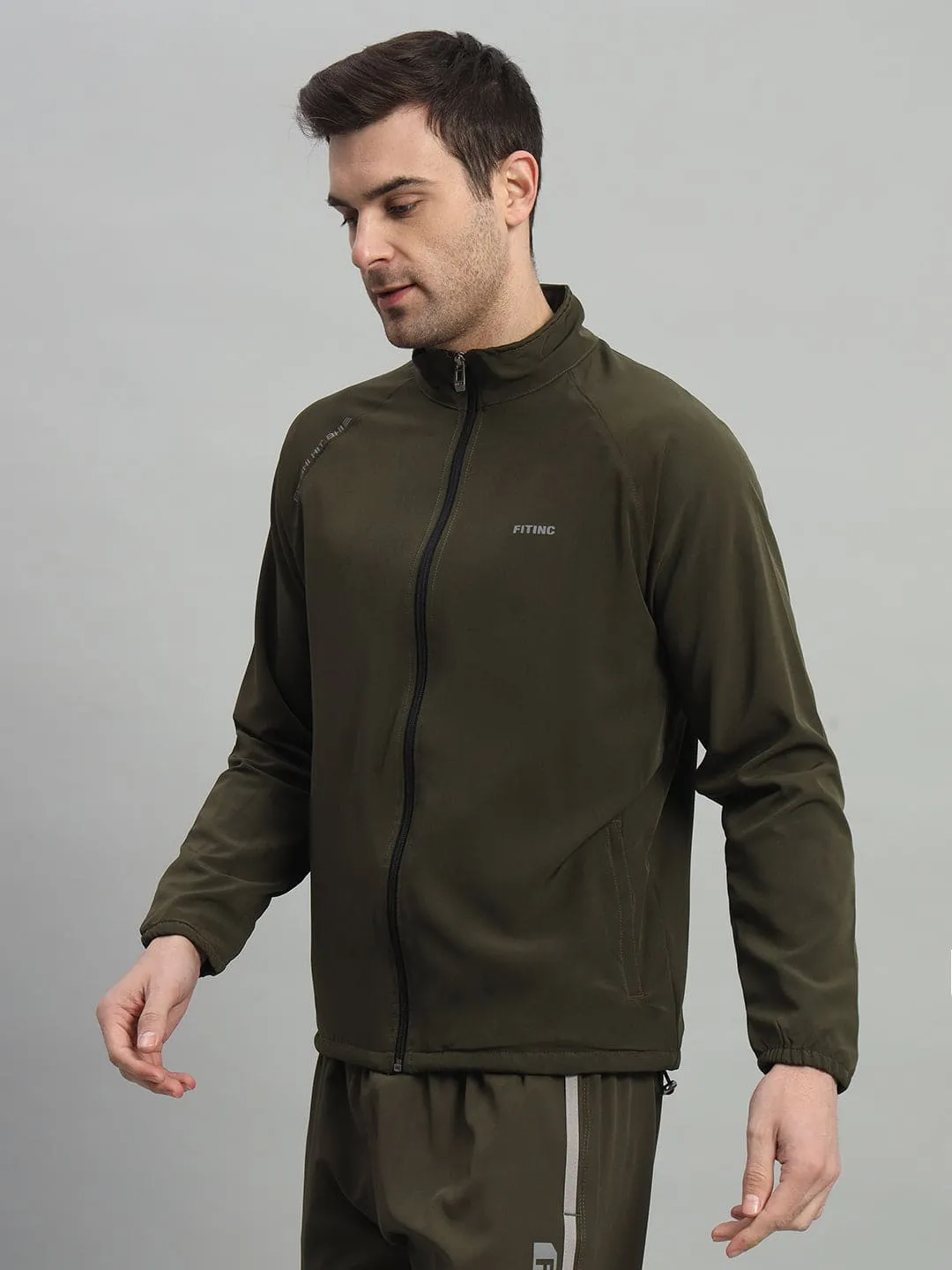 FITINC Sports Track Jacket for Men - Olive