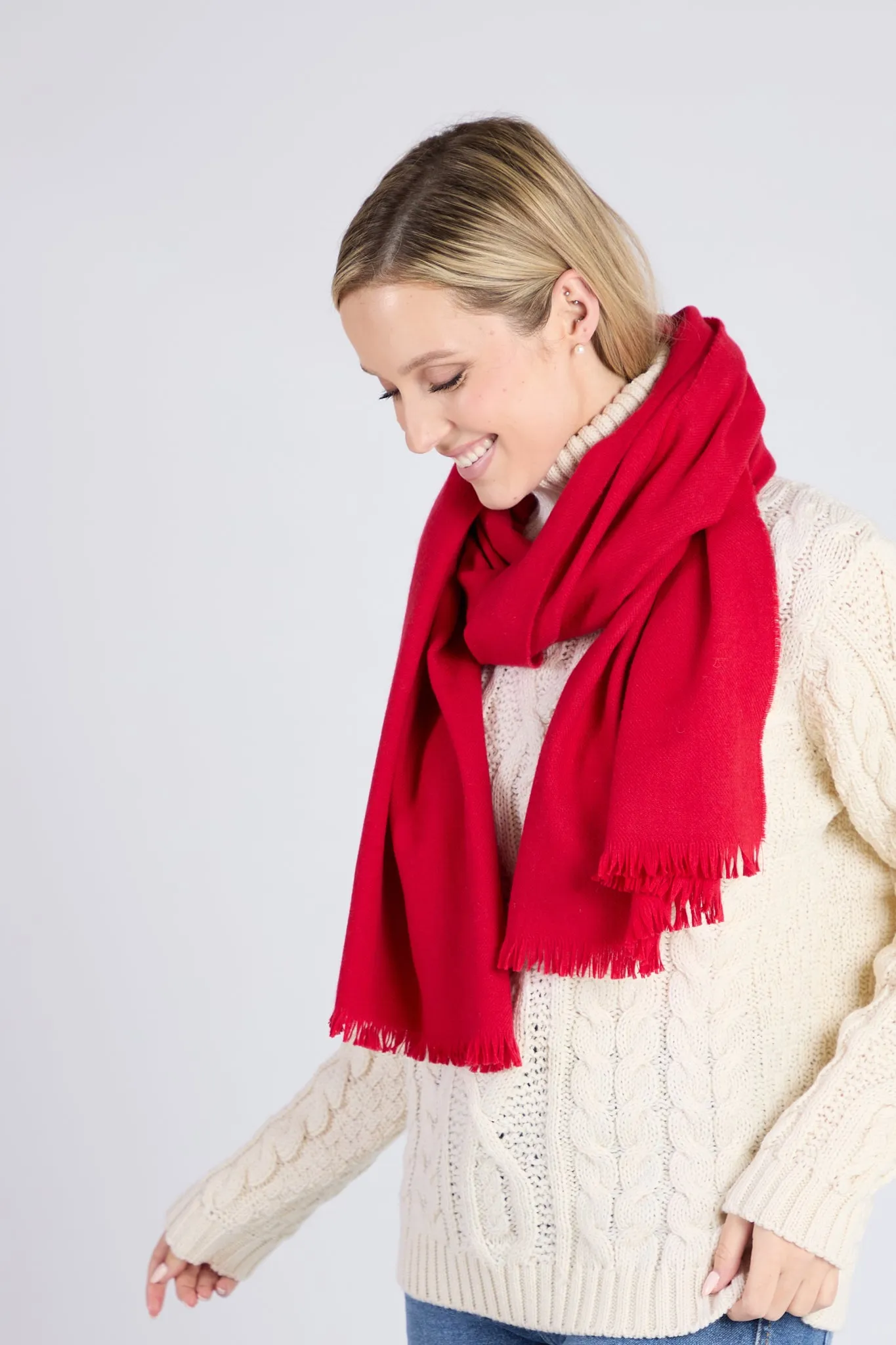 Foxford Tomato Fine Wool Cashmere Blend Scarf