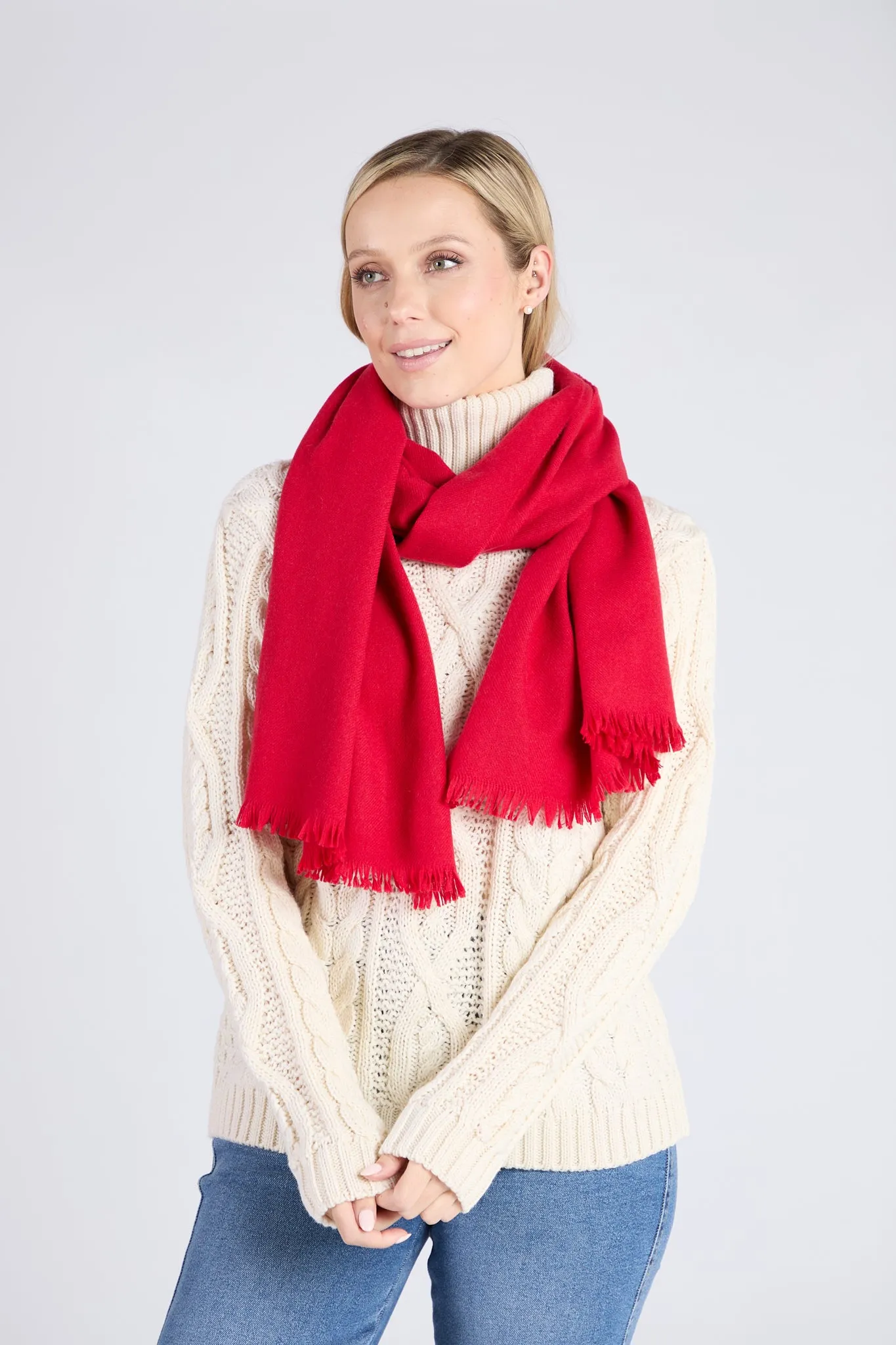 Foxford Tomato Fine Wool Cashmere Blend Scarf