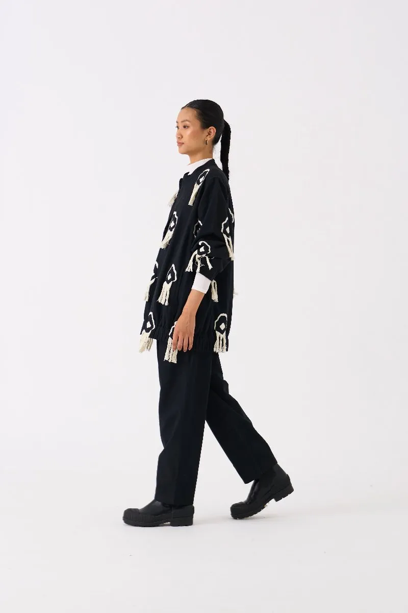 Fringe Bomber Jacket Black