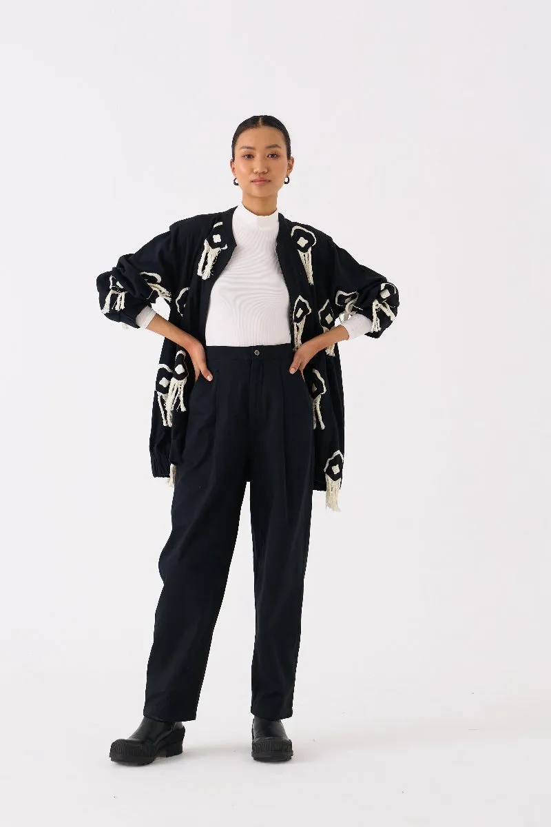 Fringe Bomber Jacket Black