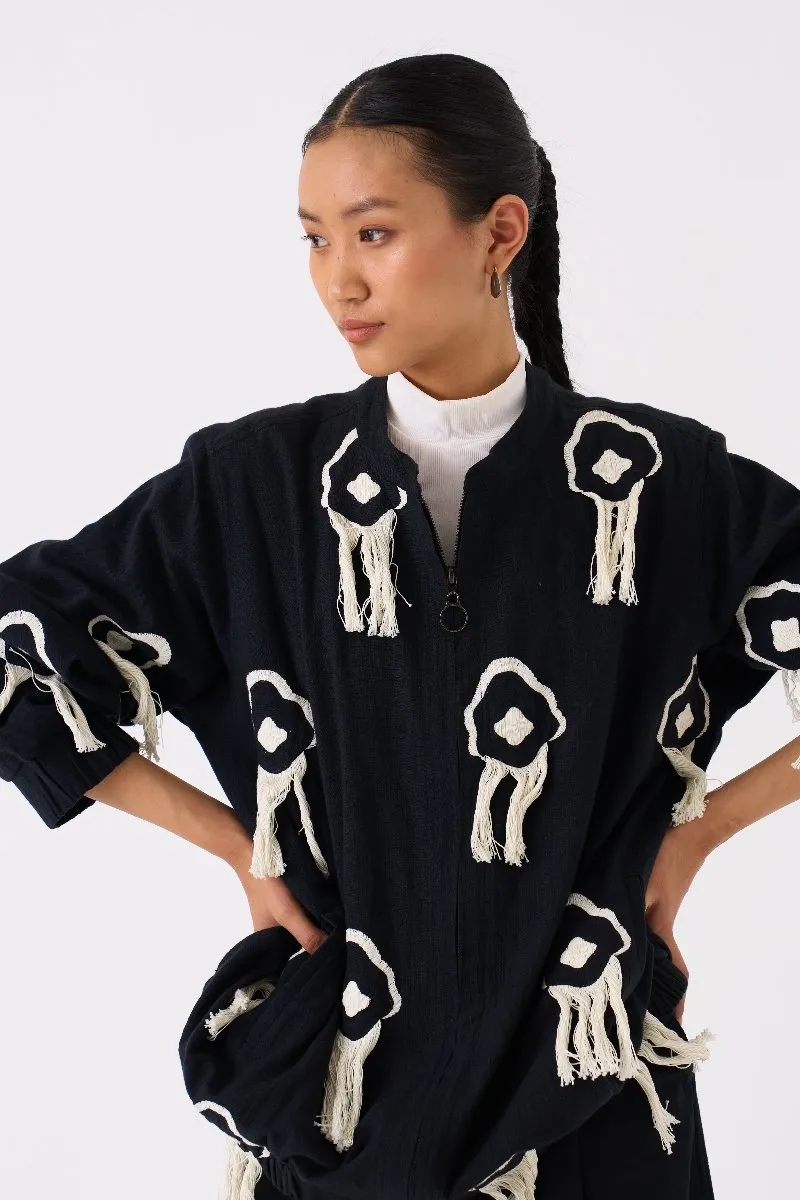 Fringe Bomber Jacket Black