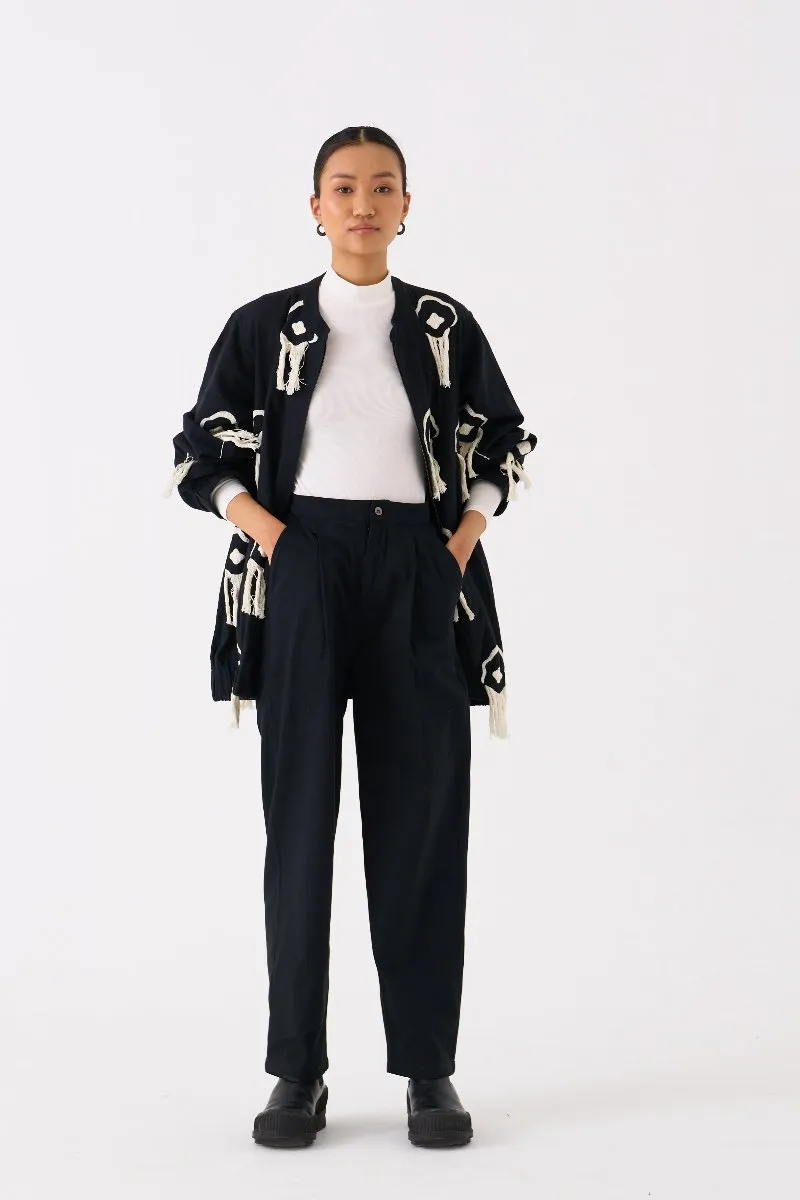 Fringe Bomber Jacket Black