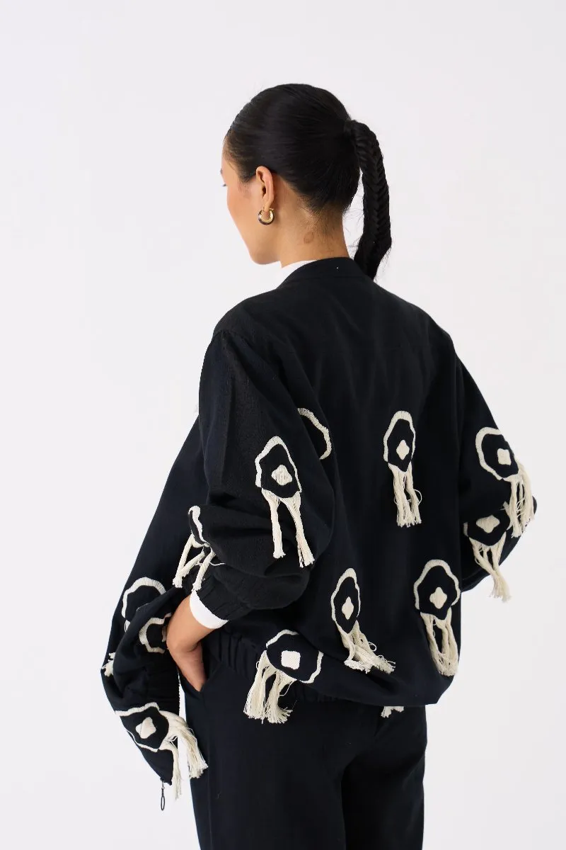 Fringe Bomber Jacket Black
