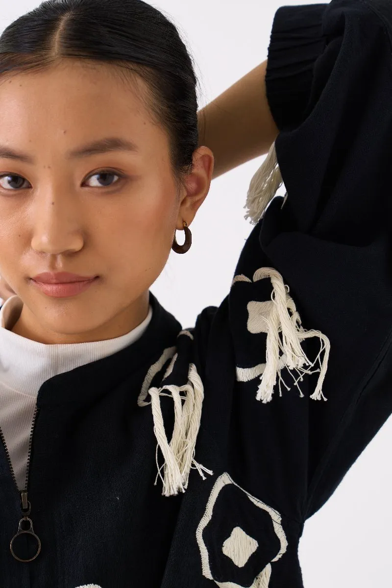 Fringe Bomber Jacket Black
