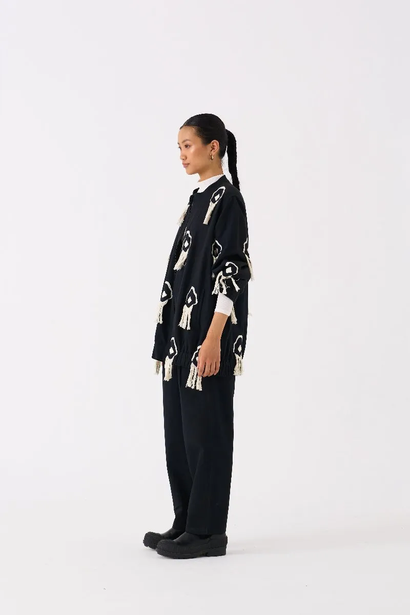 Fringe Bomber Jacket Black