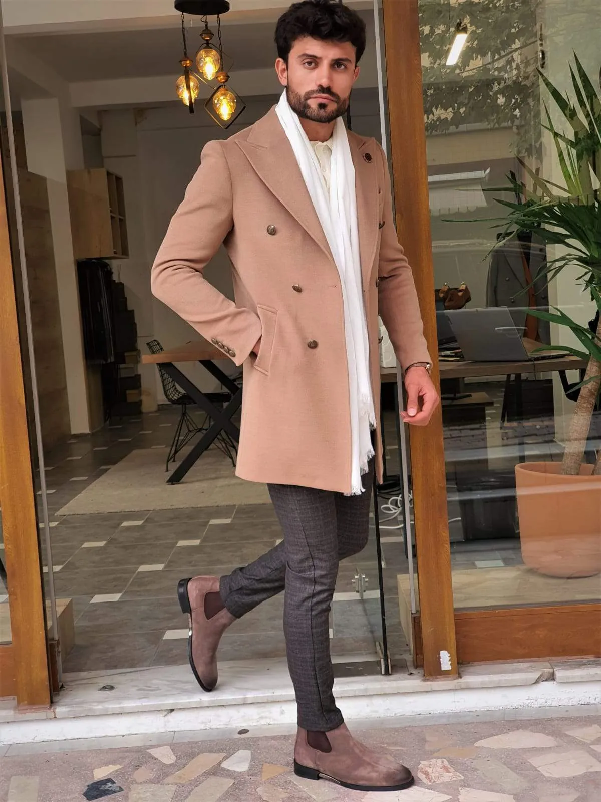 Geneva Beige Double Breasted Coat
