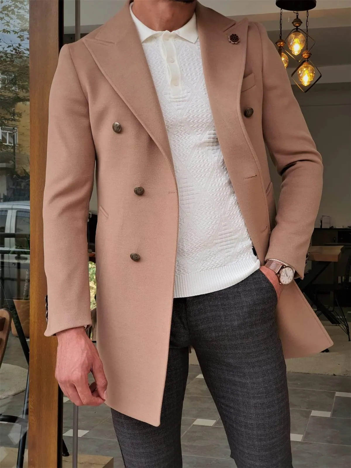 Geneva Beige Double Breasted Coat