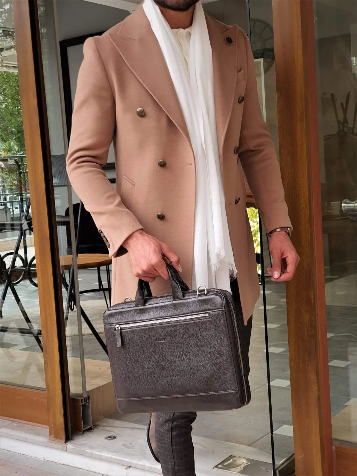 Geneva Beige Double Breasted Coat