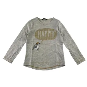 George t-shirt 6-7 years light grey sequin happy print long sleeve