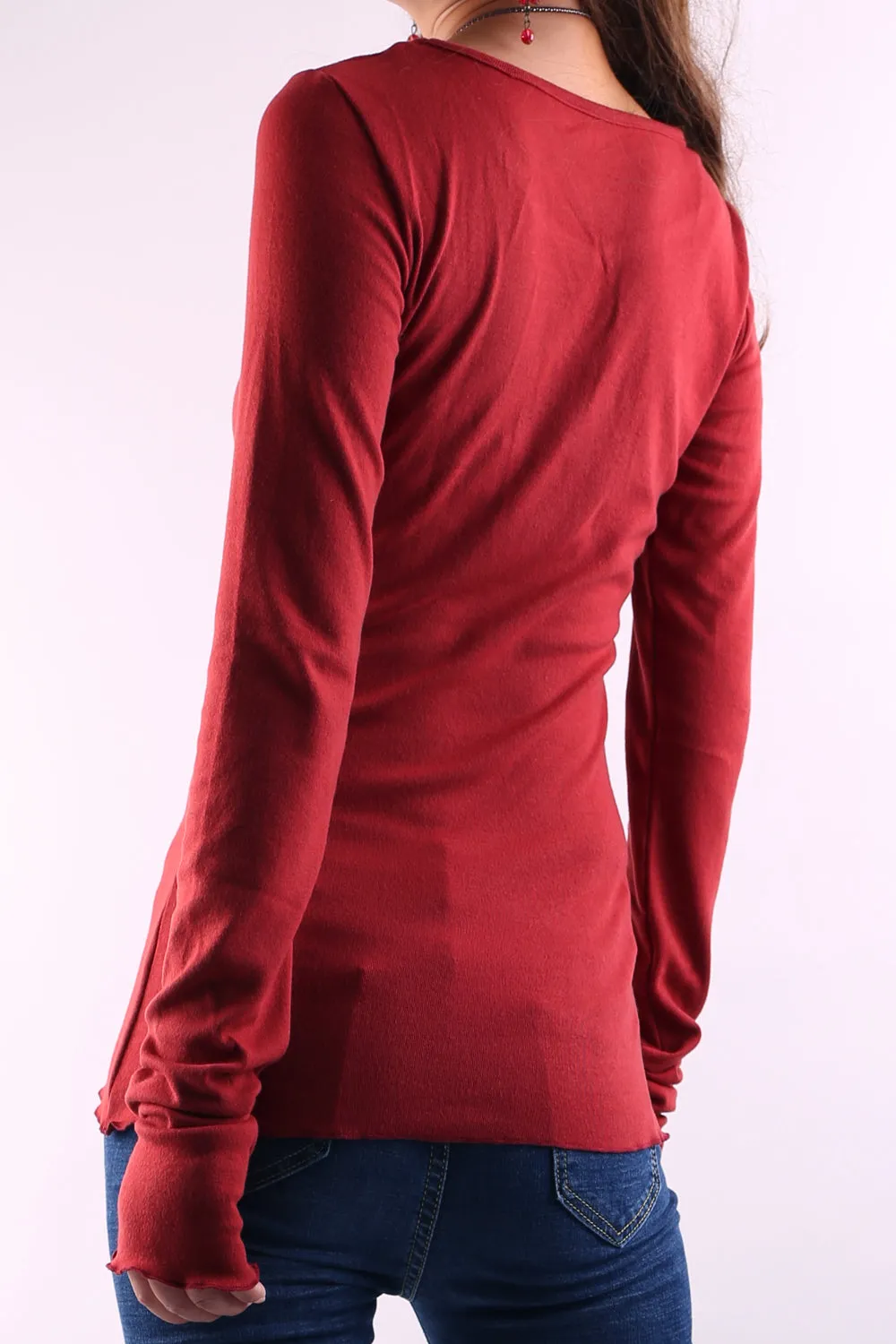 Gray t-shirt, V-neck top, bottoming Cotton t-Shirt, Women's Long Long Sleeves top, form fitting top(Y1117)