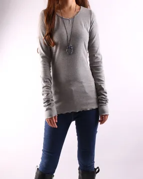 Gray t-shirt, V-neck top, bottoming Cotton t-Shirt, Women's Long Long Sleeves top, form fitting top(Y1117)