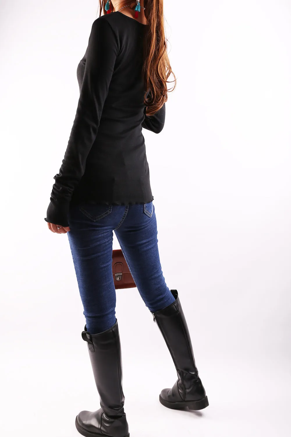 Gray t-shirt, V-neck top, bottoming Cotton t-Shirt, Women's Long Long Sleeves top, form fitting top(Y1117)