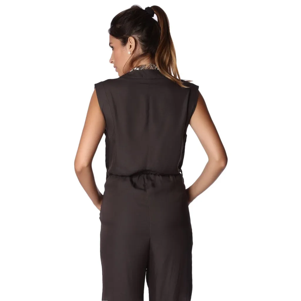 Gray Wrap Jumpsuit