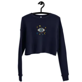Greek Evil Eye Embroidered Cropped Sweatshirt