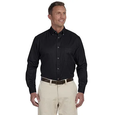 Harriton Mens Long-Sleeve Twill Shirt With Stain-Release