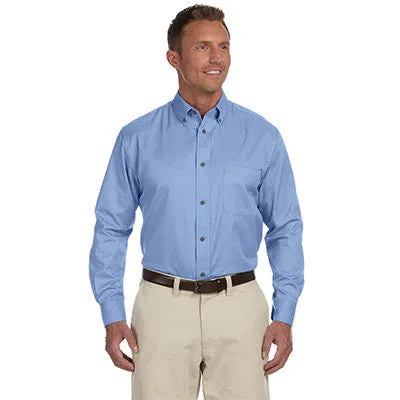 Harriton Mens Long-Sleeve Twill Shirt With Stain-Release