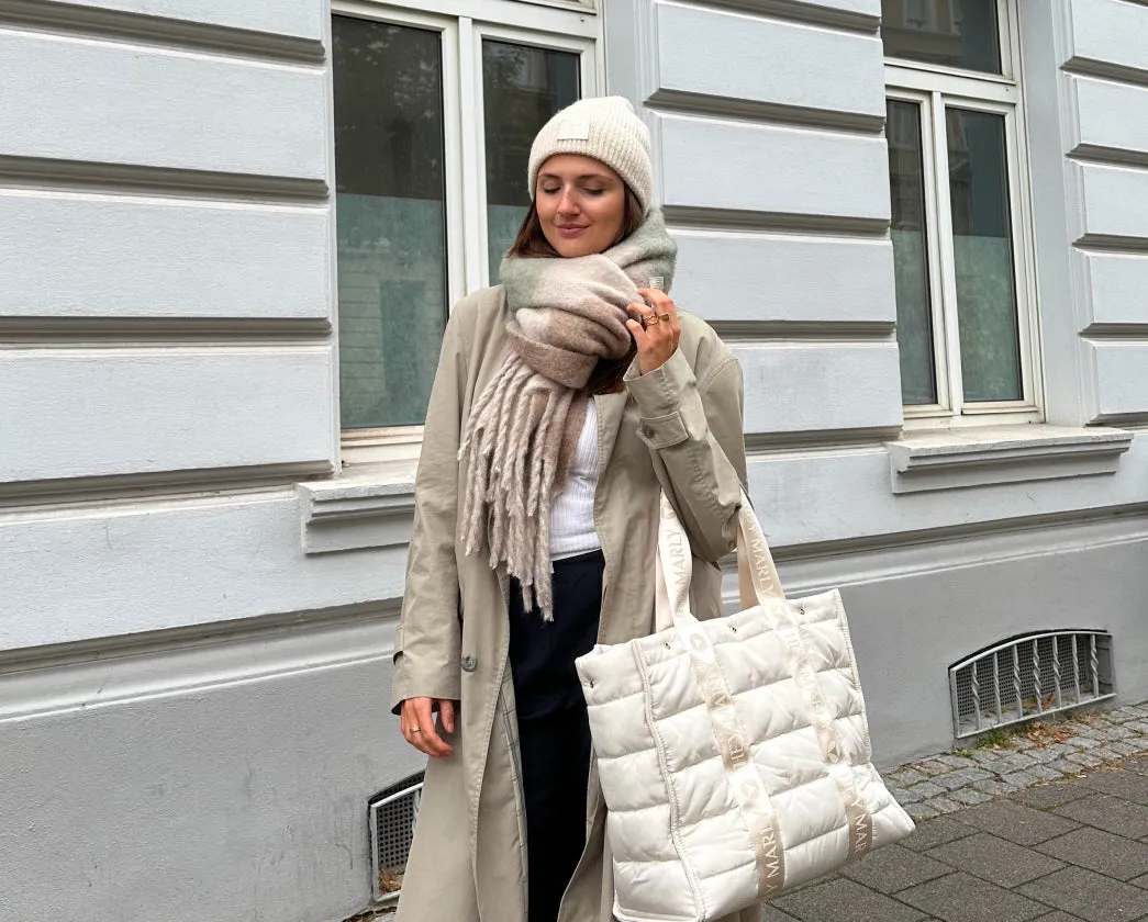 Hey Beanie & Cozy Scarf - Greige / Green