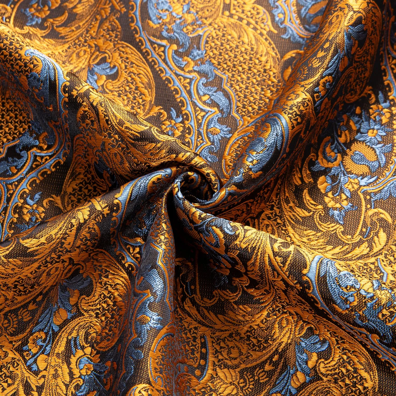 Hi-Tie Golden Azure Paisley Men's Short Sleeve Shirt